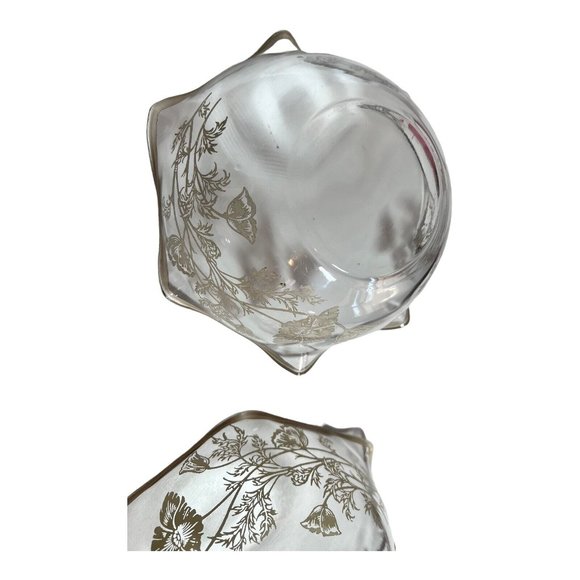 Silver City glass Silver overlay poppy floral ruffle rim 1940s Flanders bowls‎ - Picture 8 of 10
